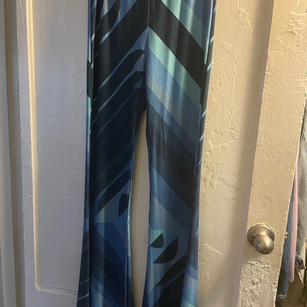 OBO- Novella Royals Blue Geometric Patterned bell bottoms